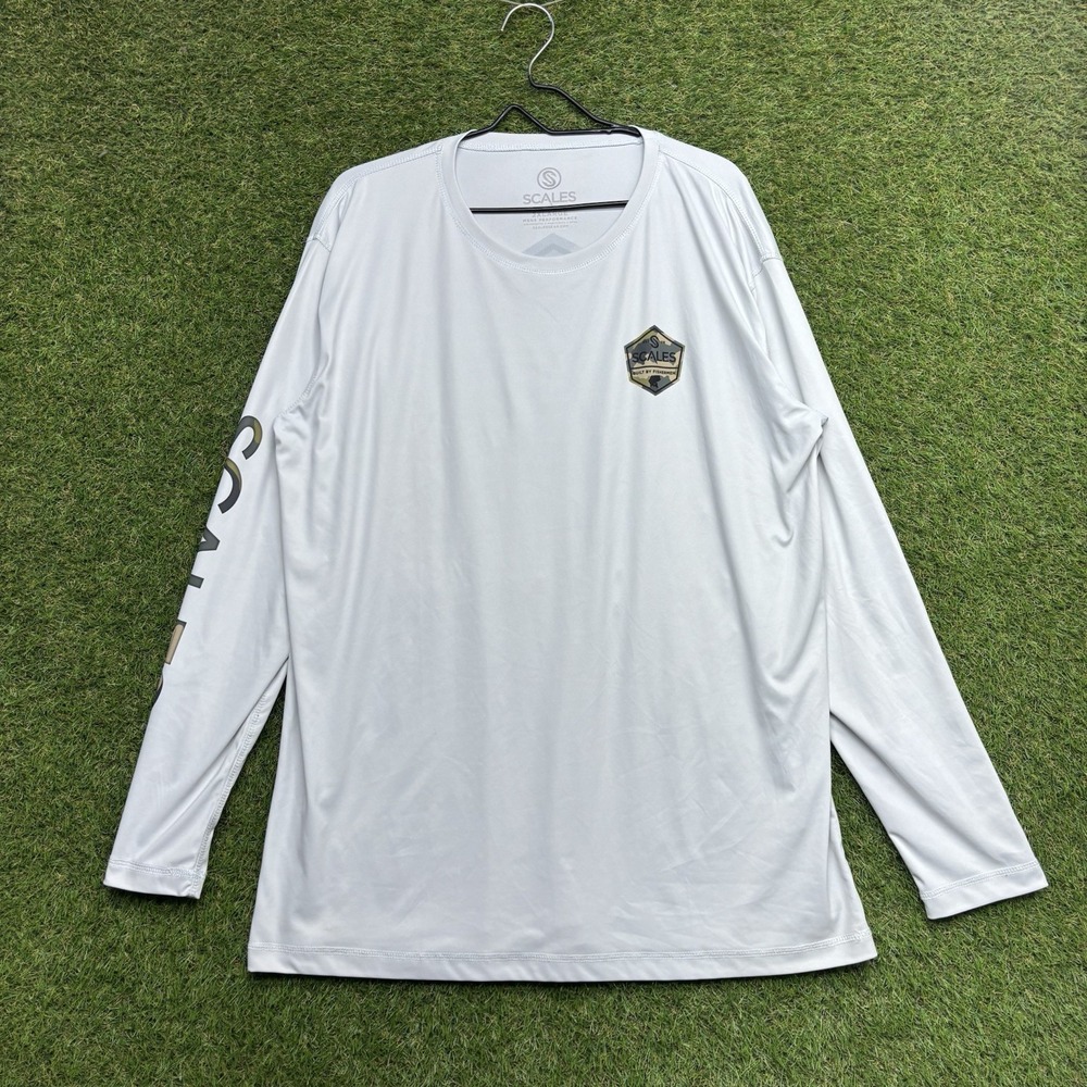 Scales Performance Shirt Mens 2XL White Long Sleeve Florida Stretch Performance